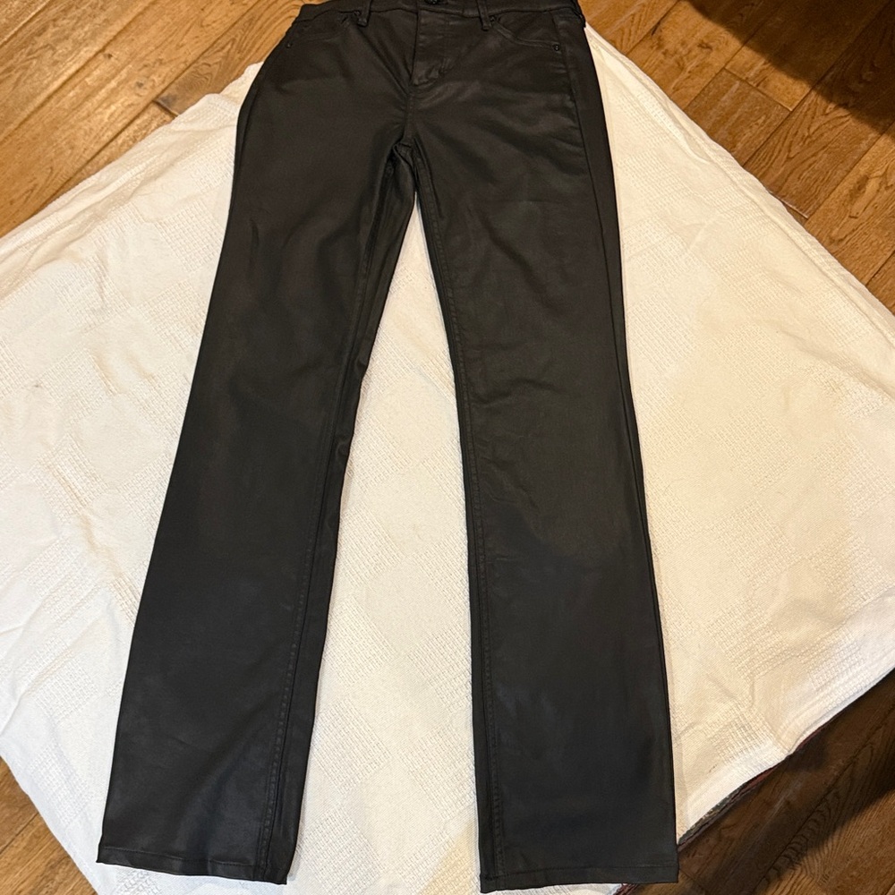 White House Black Market black coated denim jeans sz 0